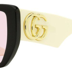 Women's Geometric Sunglasses Gg0956s 002 Black/Cream/Gold 54mm